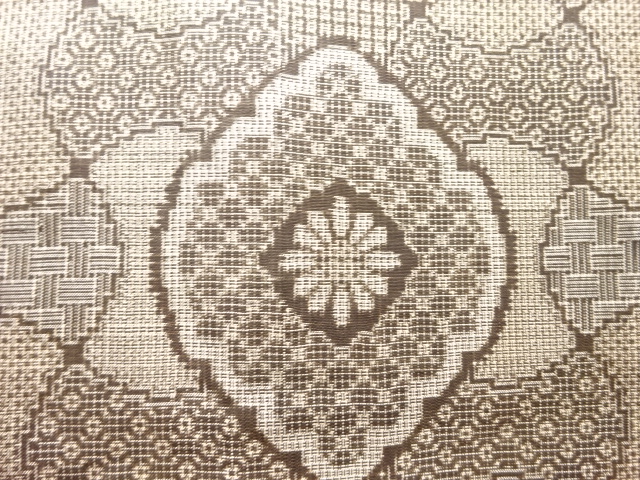 JAPANESE KIMONO / ANTIQUE HAORI / SILK / DORO OSHIMA TSUMUGI / WOVEN RHOMBUS & FLOWERS